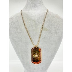 Bronz Yazılı Zincirli Kolye